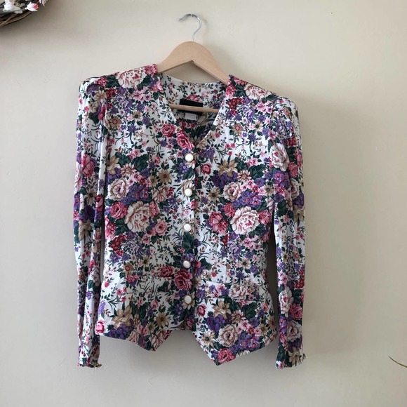 John Roberts Vintage Floral Shirt Dress Two Piece Size 5 / 6 - Picture 2 of 13